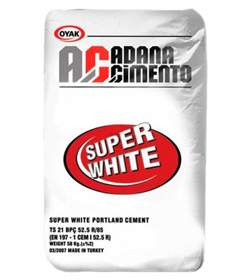 Белый цемент  ADANA OYAK CIMENTO  CEM I 52.5R М600 (Турция) 50кг/мешок фото 1